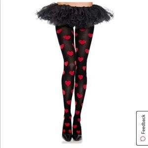 Heart Print Opaque Spandex Panthhose